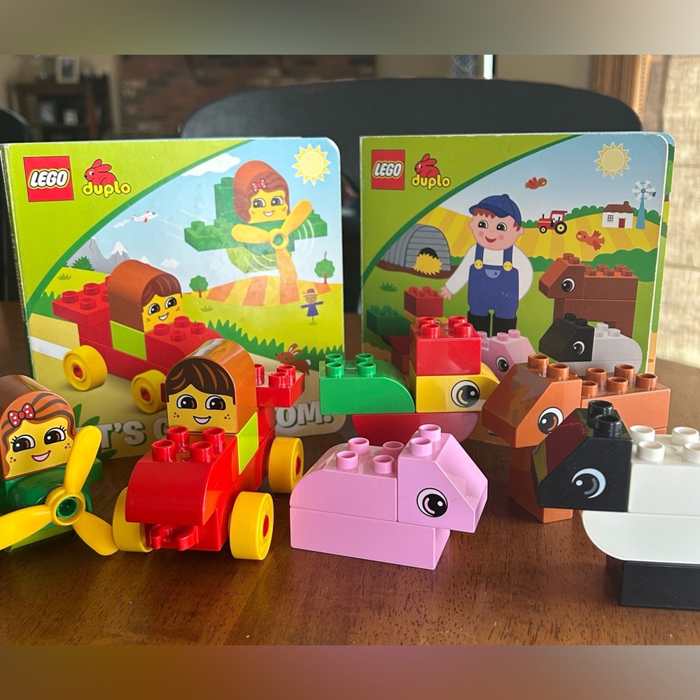 (2) RETIRED LEGO Duplo Sets-  Busy Farm & Let’s Go! Vroom! Read and Build